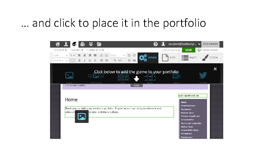 … and click to place it in the portfolio 