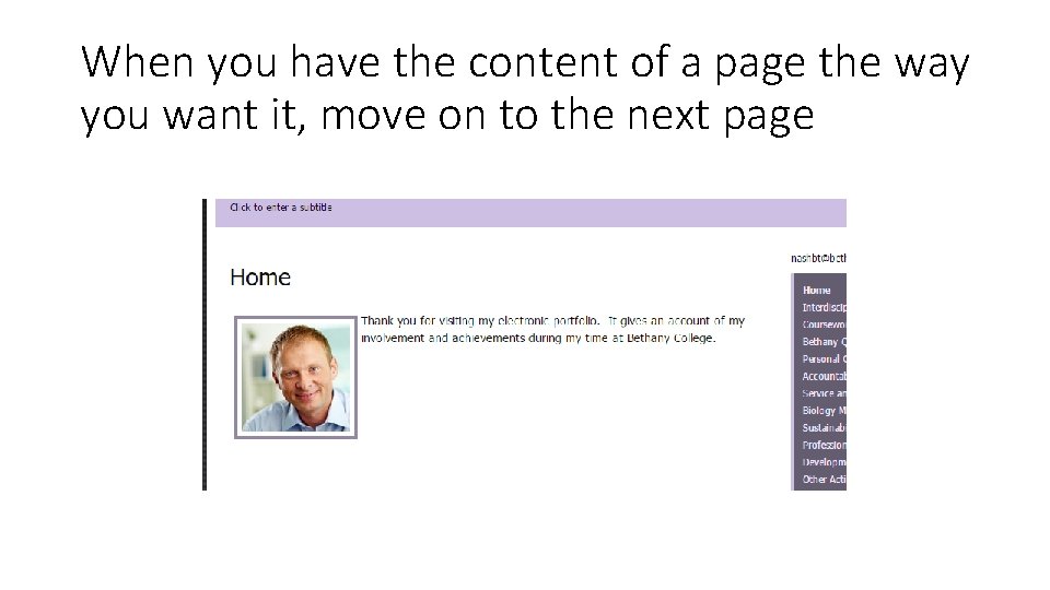 When you have the content of a page the way you want it, move