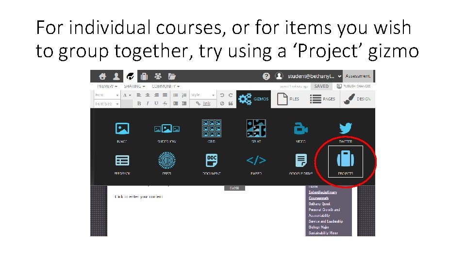 For individual courses, or for items you wish to group together, try using a