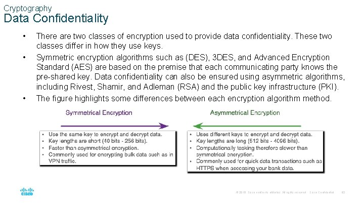 Cryptography Data Confidentiality • • • There are two classes of encryption used to