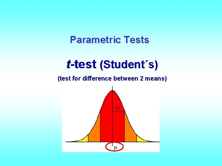 Parametric Tests ttest Students test for difference between