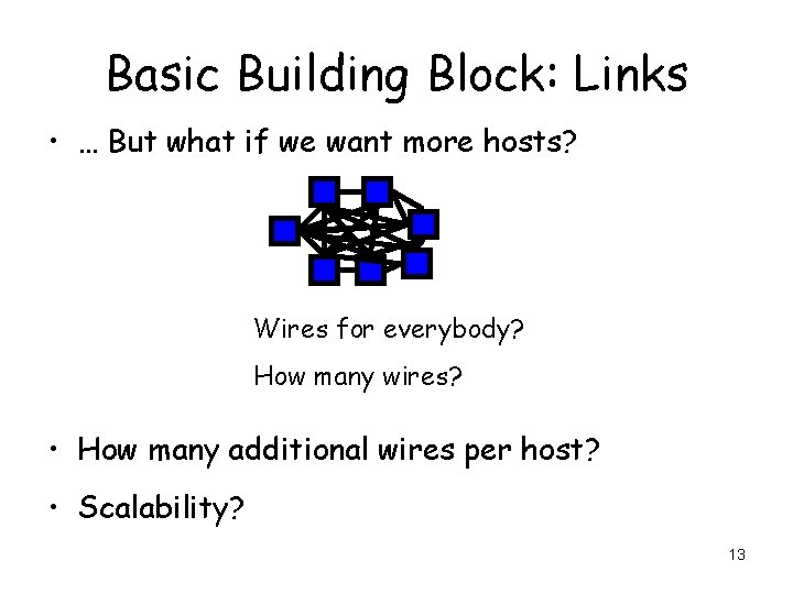 Basic Building Block: Links • … But what if we want more hosts? Wires