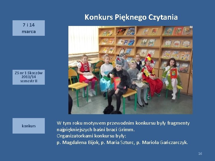 7 i 14 marca Konkurs Pięknego Czytania ZS nr 1 Skoczów 2013/14 semestr II