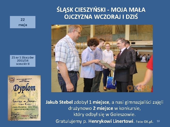 22 maja ŚLĄSK CIESZYŃSKI - MOJA MAŁA OJCZYZNA WCZORAJ I DZIŚ ZS nr 1