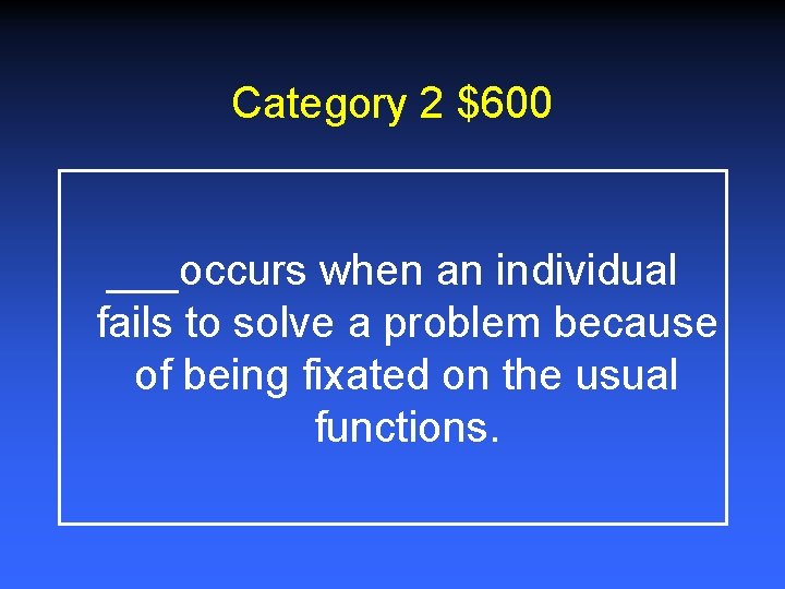 Category 2 $600 ___occurs when an individual fails to solve a problem because of