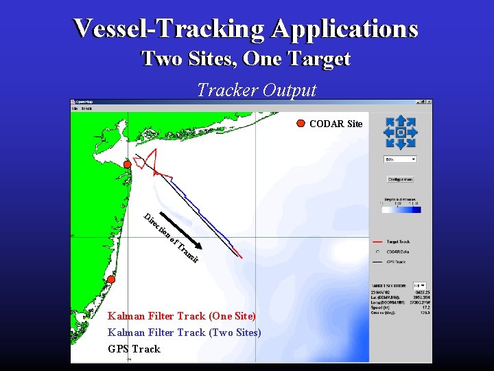 Vessel-Tracking Applications Two Sites, One Target Tracker Output CODAR Site Di re ct io