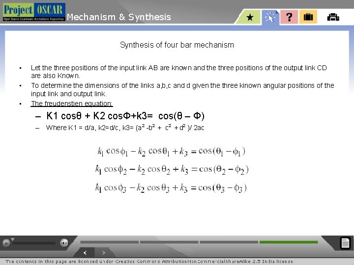 Mechanism & Synthesis of four bar mechanism • • • Let the three positions Mechanism & Synthesis of four bar mechanism • • • Let the three positions