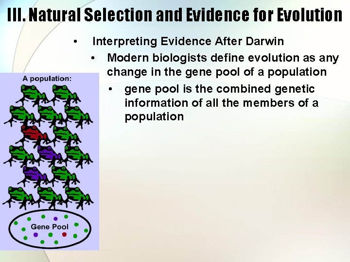 III. Natural Selection and Evidence for Evolution • Interpreting Evidence After Darwin • Modern