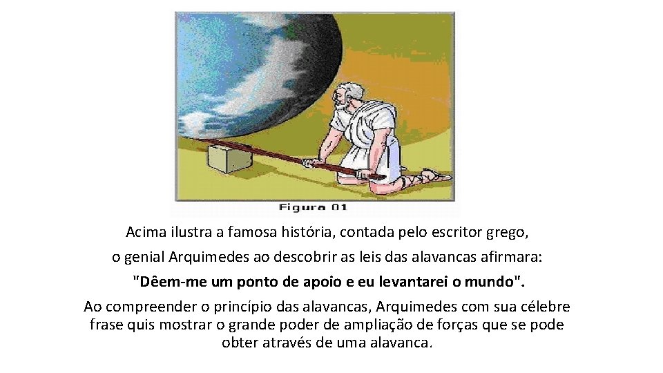 Acima ilustra a famosa história, contada pelo escritor grego, o genial Arquimedes ao descobrir