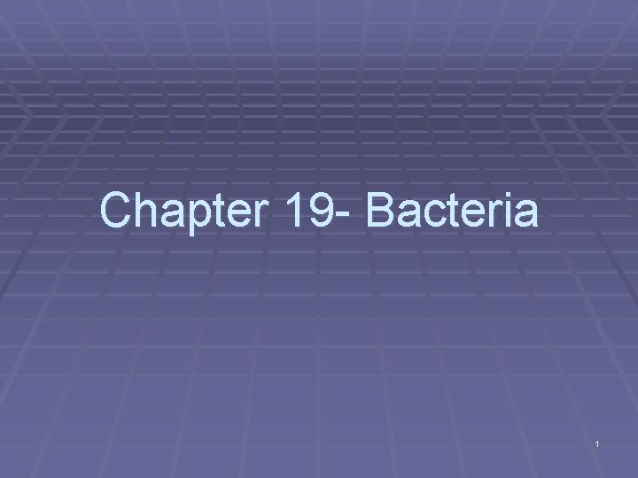 Chapter 19 - Bacteria 1 