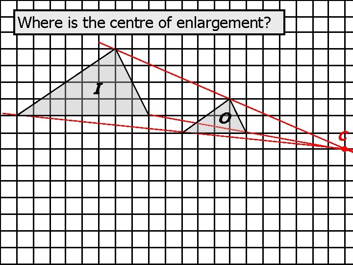 Where is the centre of enlargement? I O C Where is the centre of enlargement? I O C