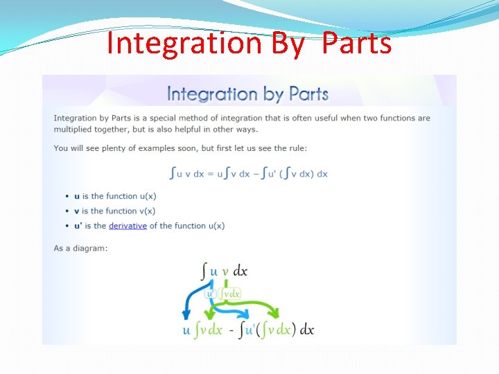 Integration By Parts Integration By Parts