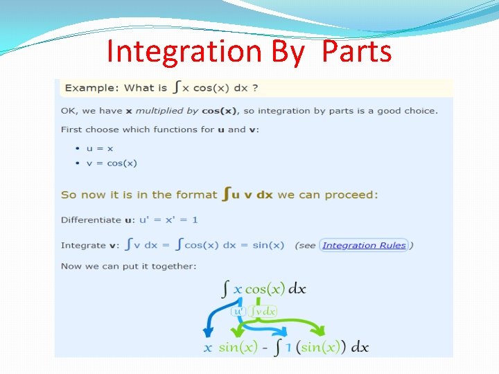 Integration By Parts Integration By Parts