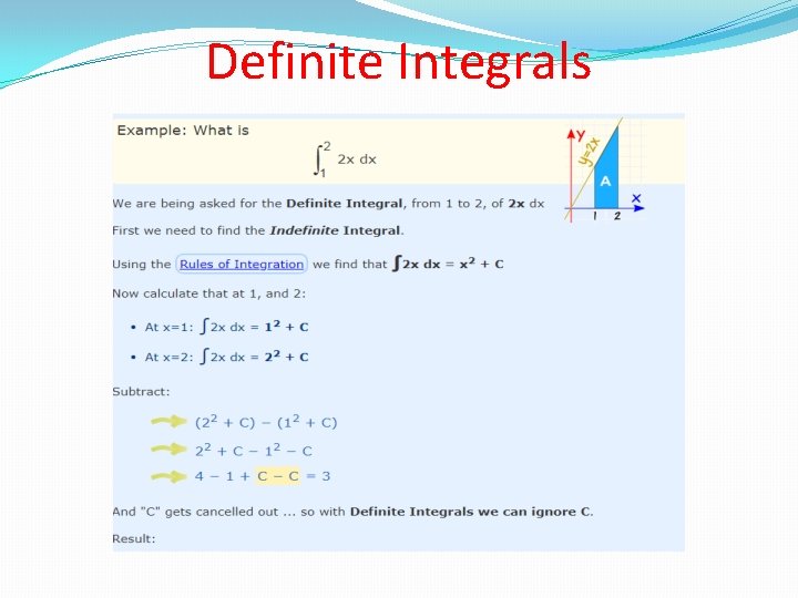 Definite Integrals Definite Integrals