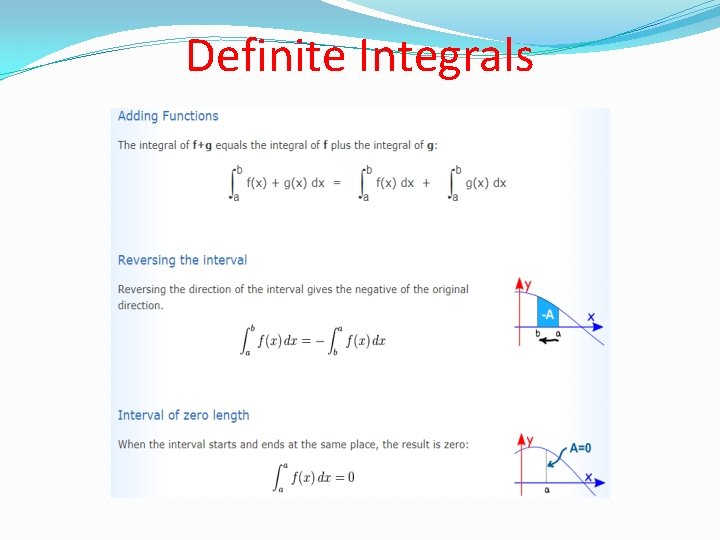 Definite Integrals Definite Integrals