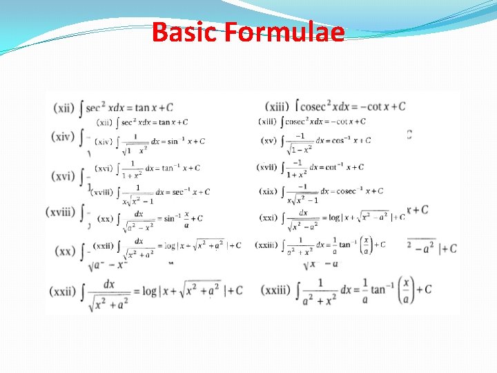Basic Formulae Basic Formulae