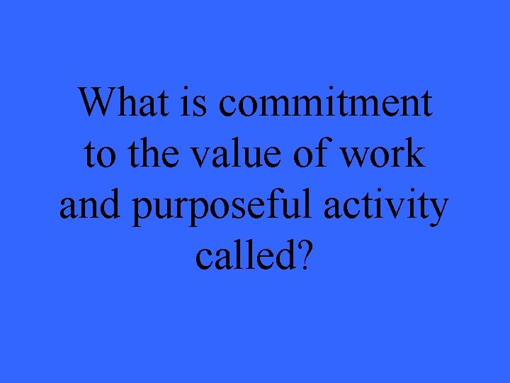 What is commitment to the value of work and purposeful activity called? 