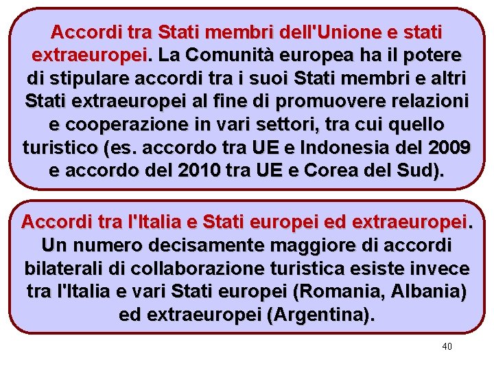 Accordi tra Stati membri dell'Unione e stati extraeuropei. La Comunità europea ha il potere