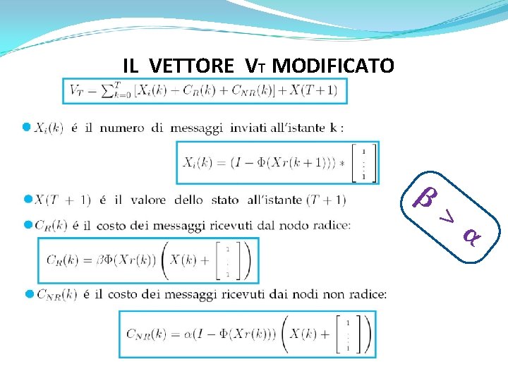 IL VETTORE VT MODIFICATO β > α 