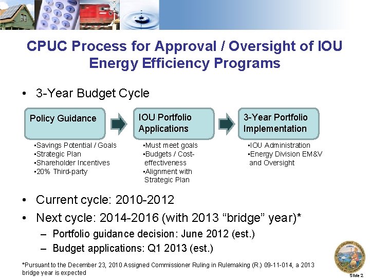 CPUC Process for Approval / Oversight of IOU Energy Efficiency Programs • 3 -Year