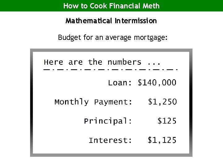 How to Cook Financial Meth Mathematical Intermission Budget for an average mortgage: 