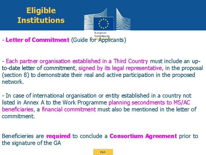 Eligible Institutions - Letter of Commitment (Guide for Applicants) - Each partner organisation established