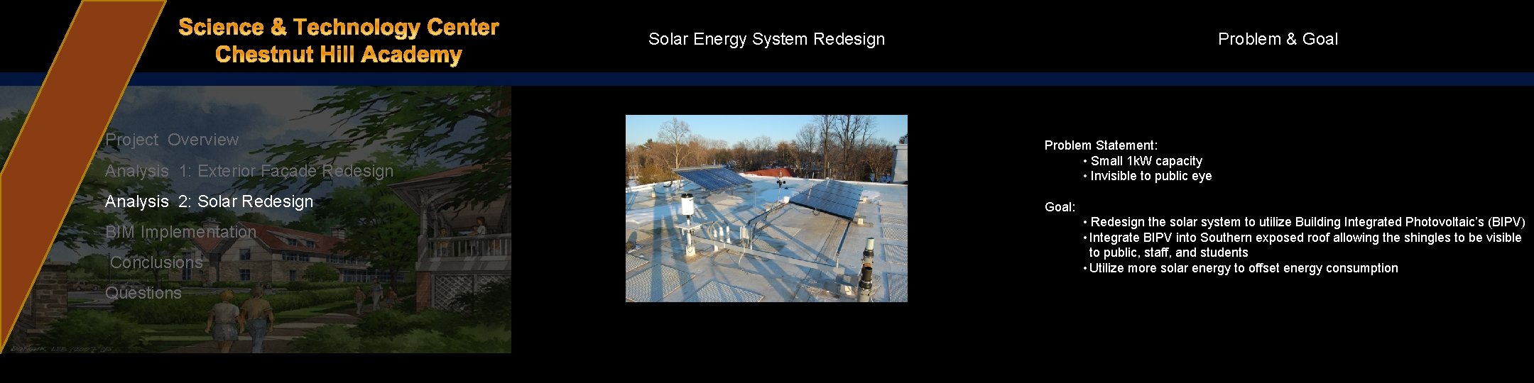 Problem & Goal Solar Energy System Redesign Project Overview Analysis 1: Exterior Façade Redesign