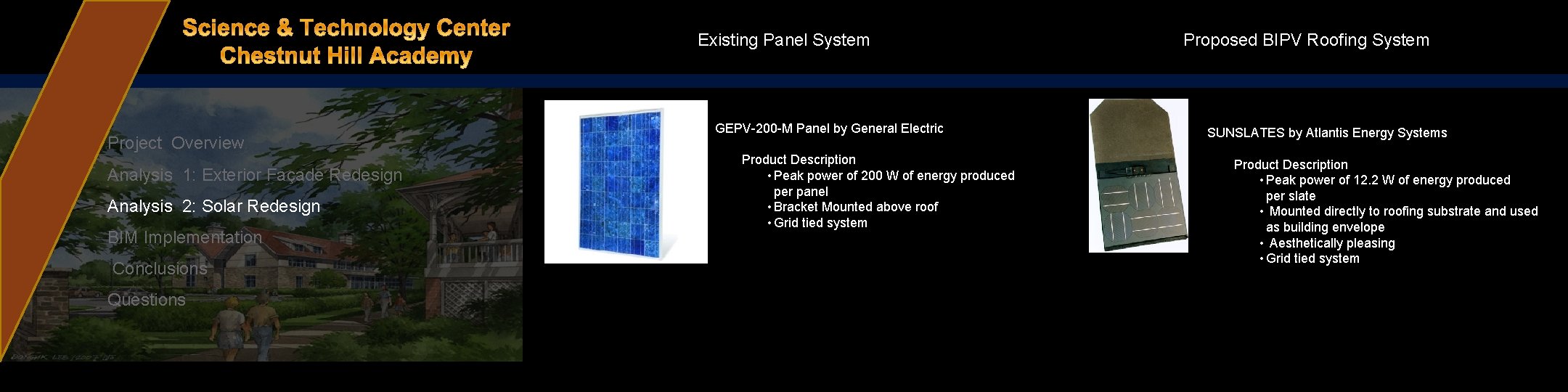 Existing Panel System Project Overview Analysis 1: Exterior Façade Redesign Analysis 2: Solar Redesign