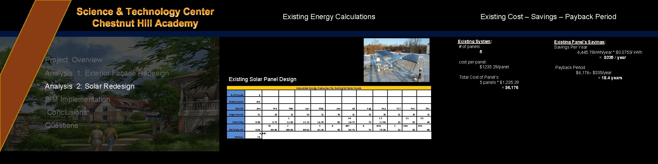 Existing Cost – Savings – Payback Period Existing Energy Calculations Existing System: # of