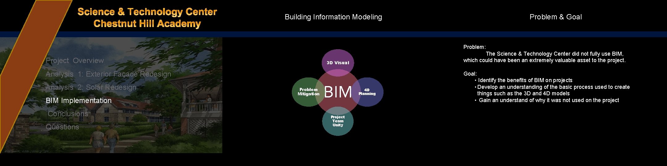 Problem & Goal Building Information Modeling Problem: Project Overview The Science & Technology Center