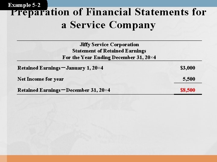 Example 5 -2 Preparation of Financial Statements for a Service Company Jiffy Service Corporation Example 5 -2 Preparation of Financial Statements for a Service Company Jiffy Service Corporation