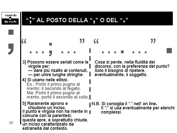 ; , . ; “…; …” “…. …”. “ ” AL POSTO DELLA “