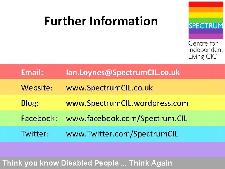 Further Information Email: Ian. Loynes@Spectrum. CIL. co. uk Website: www. Spectrum. CIL. co. uk