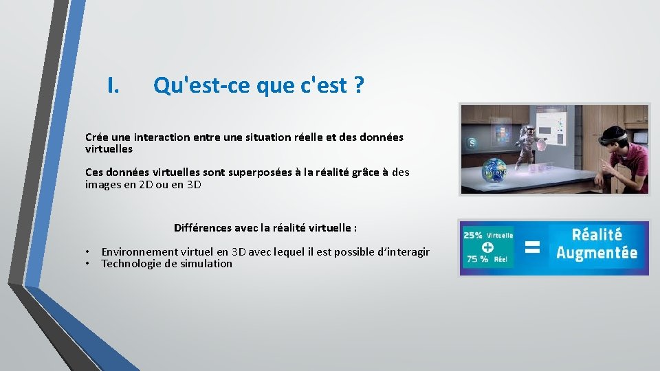 I. Qu'est-ce que c'est ? Crée une interaction entre une situation réelle et des