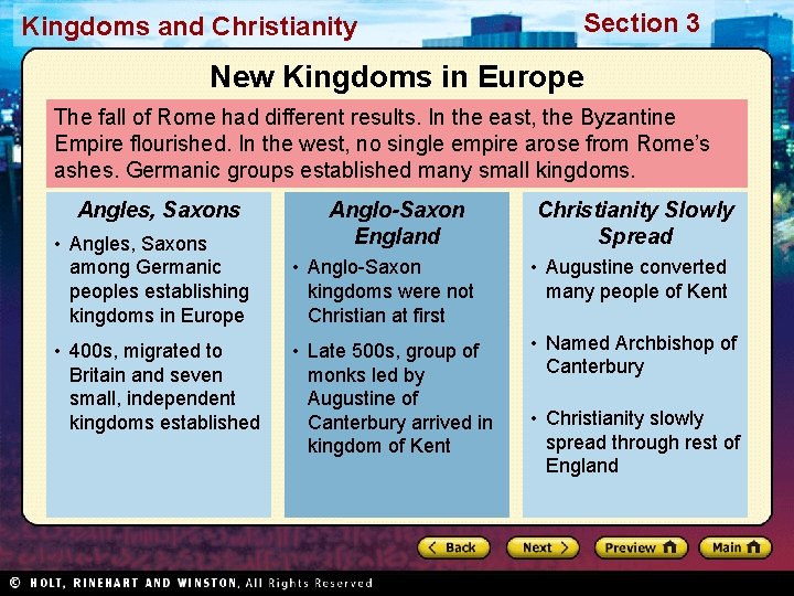 Kingdoms and Christianity Section 3 New Kingdoms in Europe The fall of Rome had