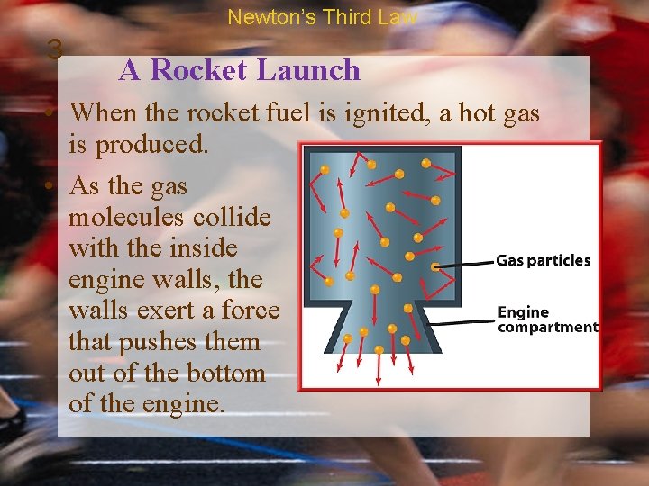 Newton’s Third Law 3 A Rocket Launch • When the rocket fuel is ignited,