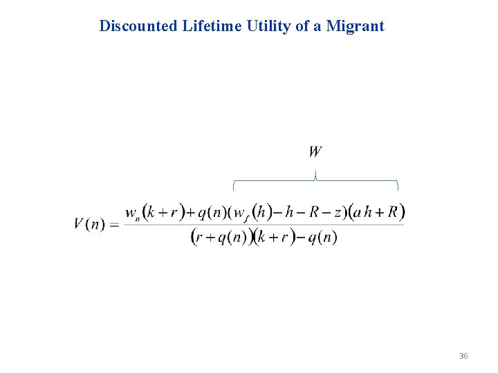 Discounted Lifetime Utility of a Migrant 36 