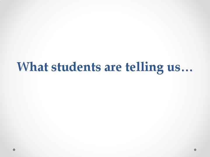 What students are telling us… 