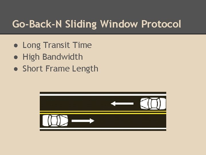 Go-Back-N Sliding Window Protocol ● Long Transit Time ● High Bandwidth ● Short Frame