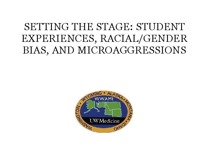 SETTING THE STAGE: STUDENT EXPERIENCES, RACIAL/GENDER BIAS, AND MICROAGGRESSIONS 