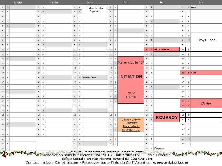 Janvier 1 Février Mars M 1 S 2 J 2 D 3 V 3