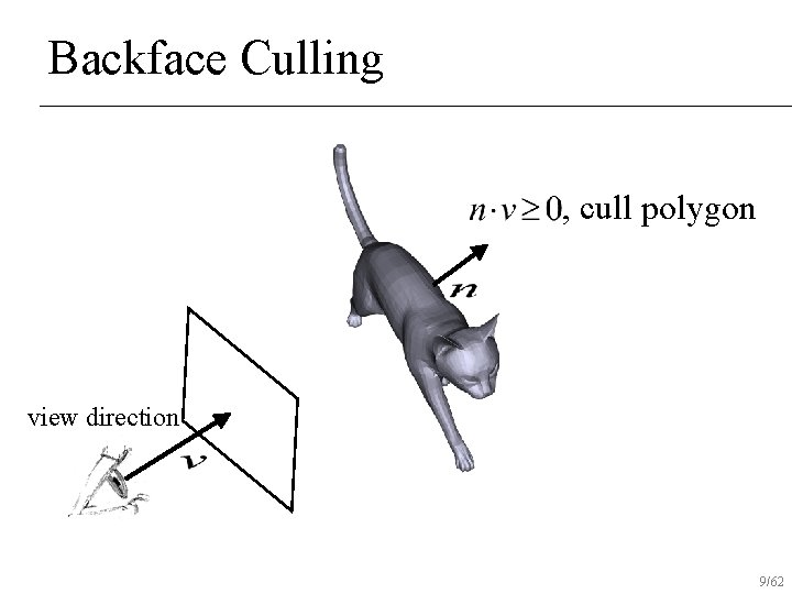 Backface Culling , cull polygon view direction 9/62 