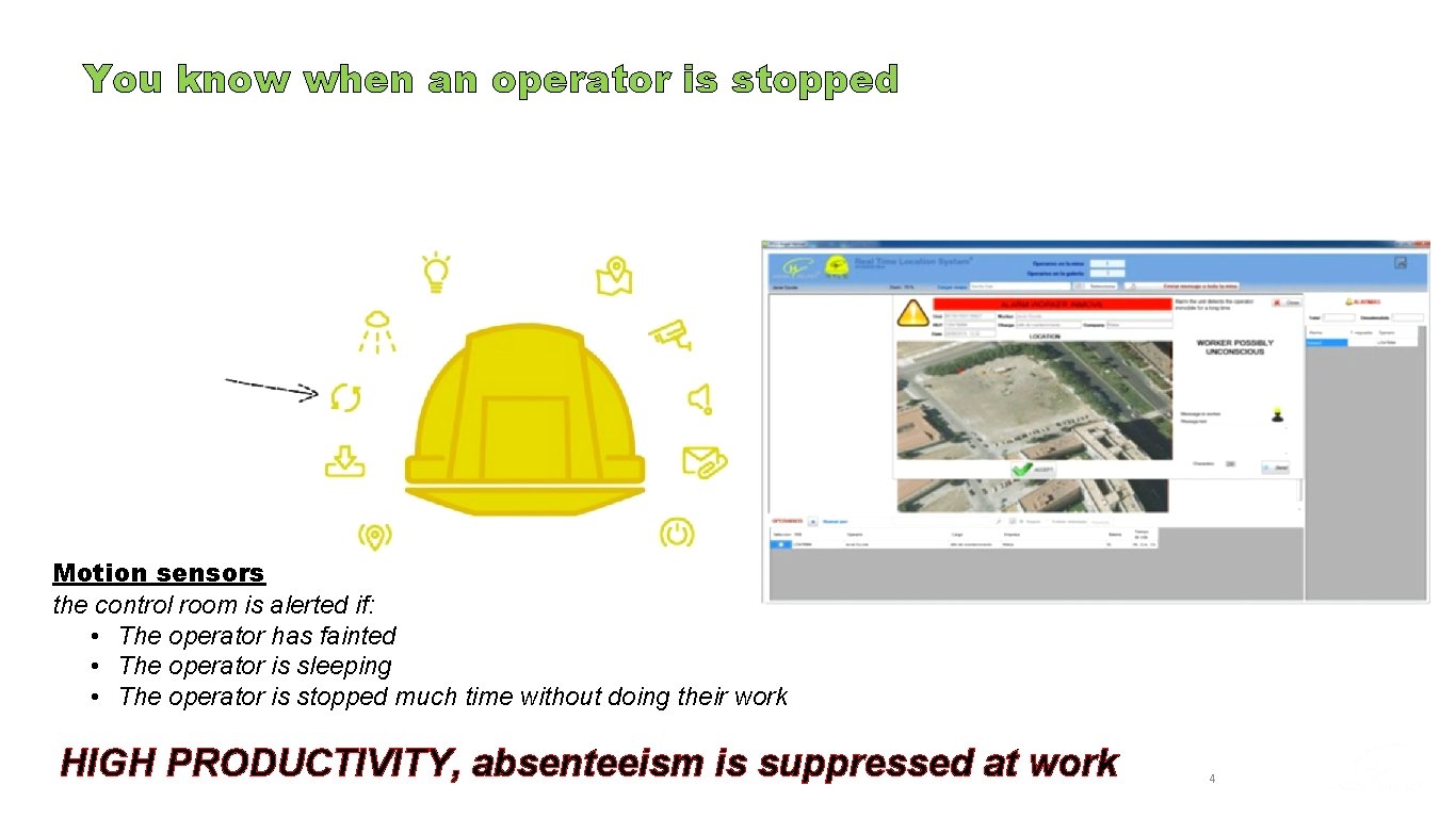 You know when an operator is stopped Motion sensors the control room is alerted