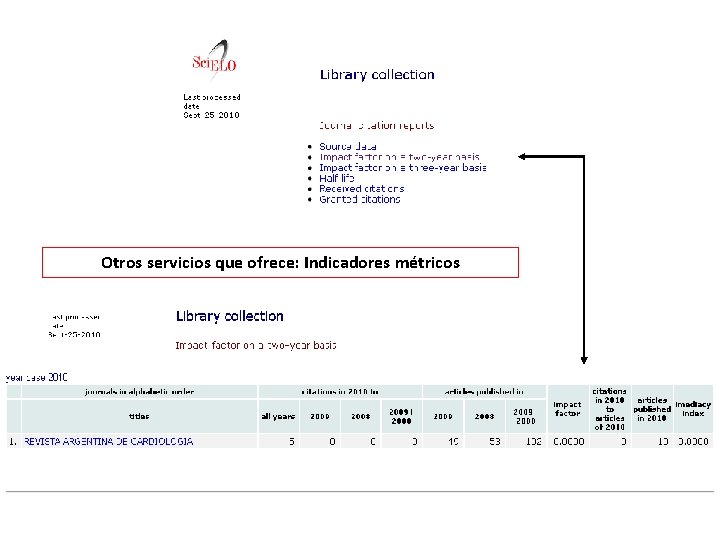 Otros servicios que ofrece: Indicadores métricos 