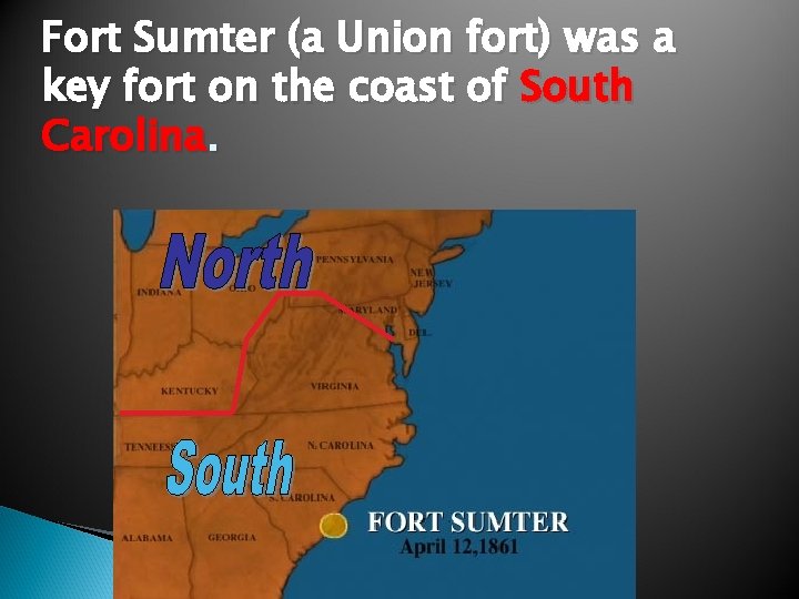 Fort Sumter (a Union fort) was a key fort on the coast of South