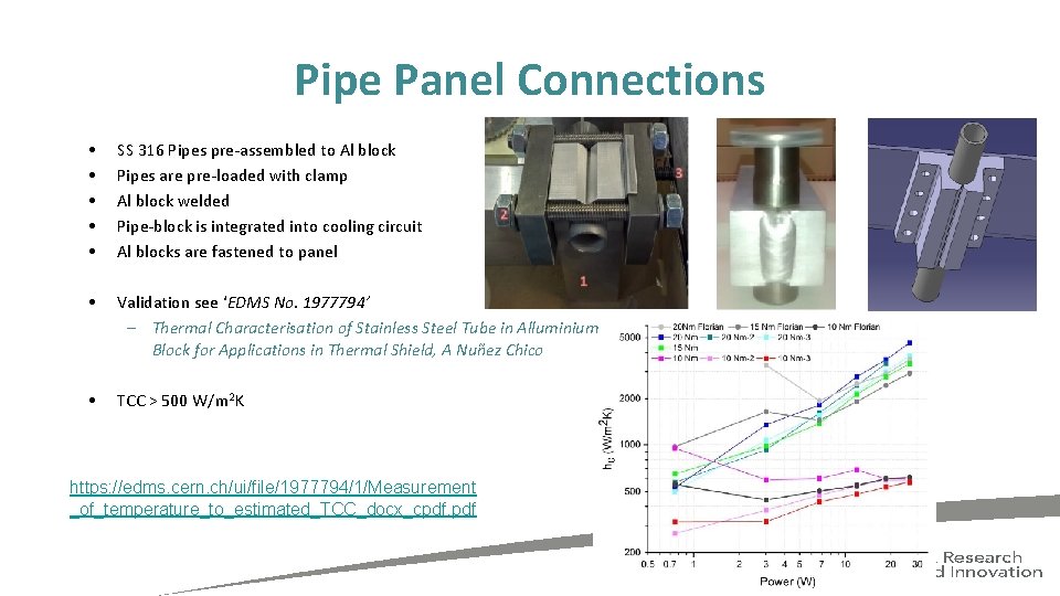 Pipe Panel Connections • • • SS 316 Pipes pre-assembled to Al block Pipes