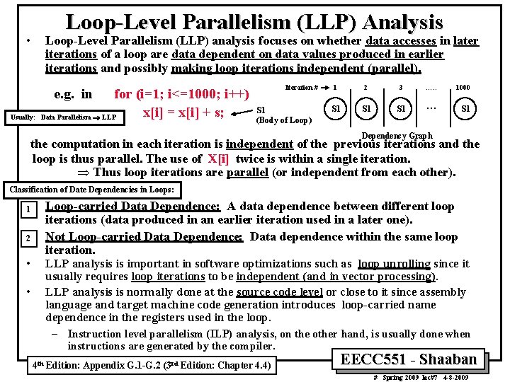 Loop Level Parallelism (LLP) Analysis • Loop Level Parallelism (LLP) analysis focuses on whether