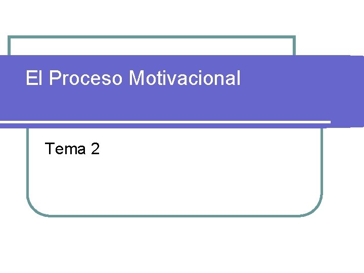 El Proceso Motivacional Tema 2 