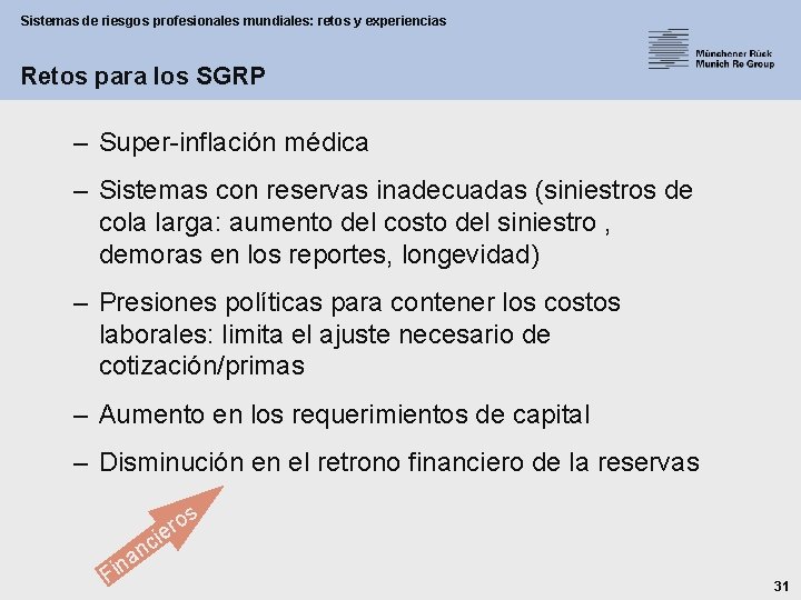 Sistemas de riesgos profesionales mundiales: retos y experiencias Retos para los SGRP – Super-inflación