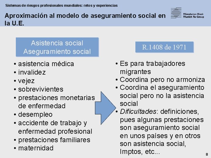 Sistemas de riesgos profesionales mundiales: retos y experiencias Aproximación al modelo de aseguramiento social